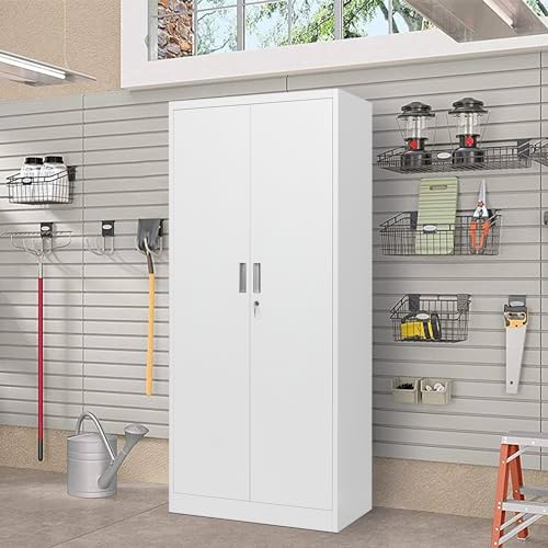 Metal Storage Cabinet with 2 Doors and 5 Adjustable Shelves