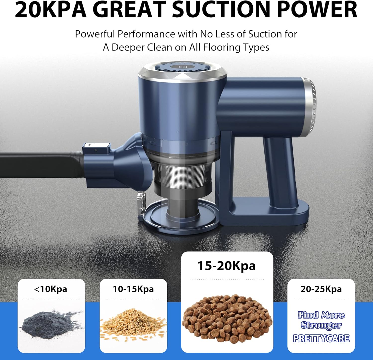 Cordless Vacuum Cleaner with LED Display, 20000Pa Stick Vacuum 4 in 1, Lightweight, Up to 30 Minutes Runtime
