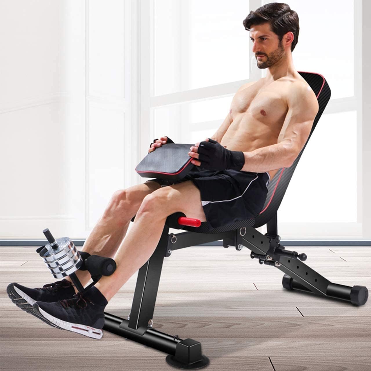 GIKPAL Adjustable Weight Bench - 8 Positions, Flat/Incline/Decline Folding FID Utility Bench, Foldable Exercise Workout Bench for Home Gym