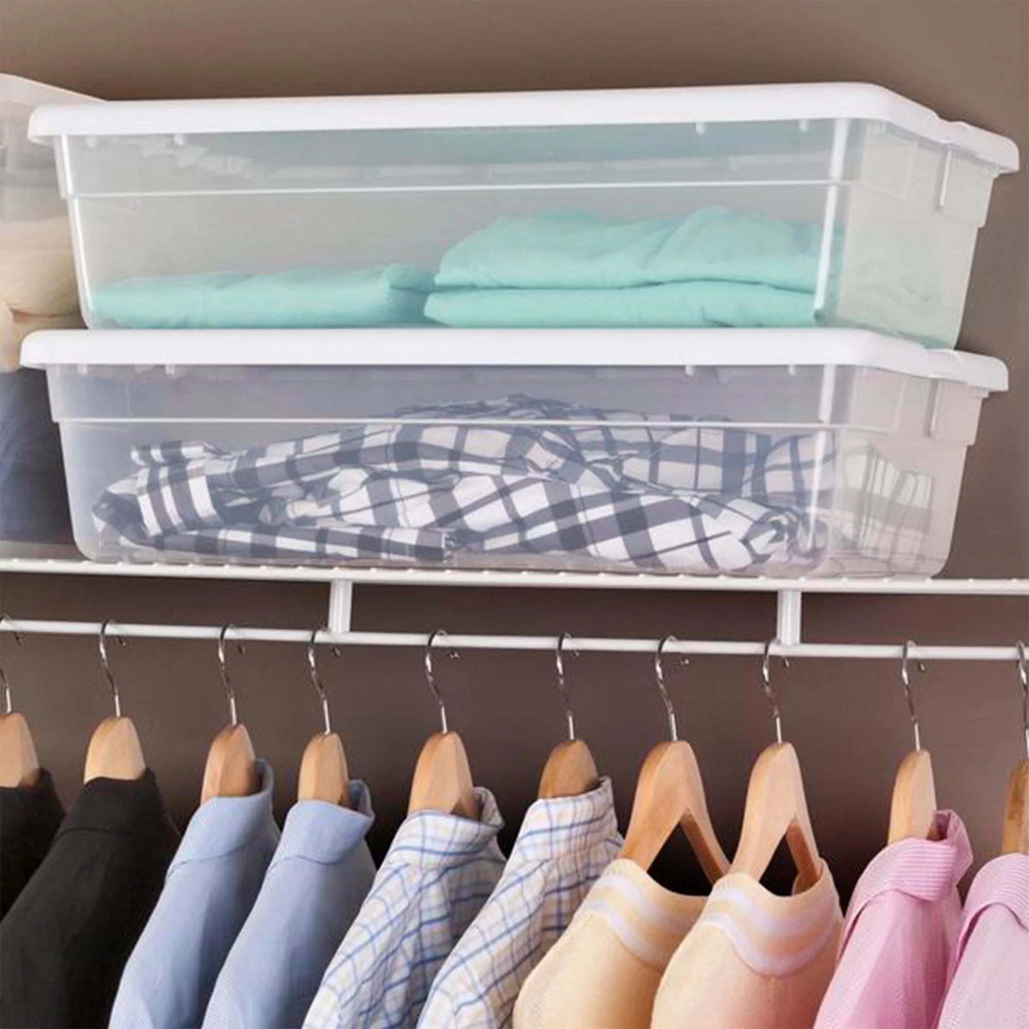 Sterilite 28 Qt Clear Closet/Under Bed Organizer Storage Box Container (30 Pack)
