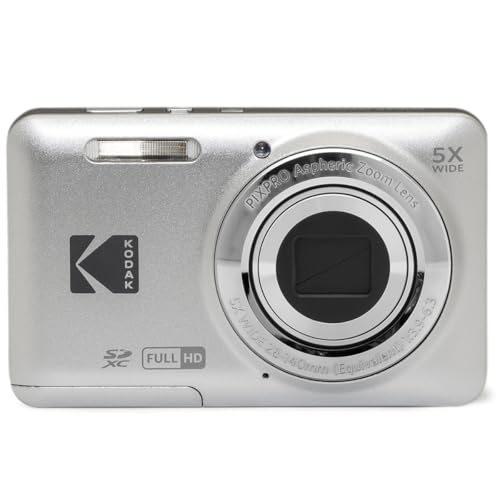 KODAK PIXPRO FZ55-BL 16MP Digital Camera 5X Optical Zoom 28mm Wide Angle 1080P Full HD Video Li-Ion Battery 2.7" LCD Vlogging Camera (Blue)