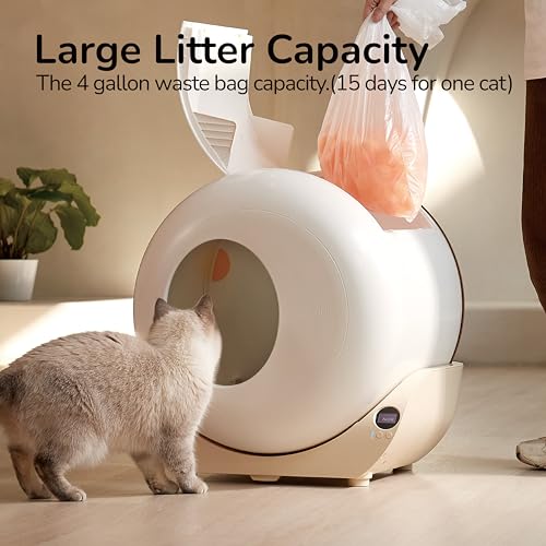 Self Cleaning Litter Box with APP - Automatic Cat Litter Box for All Your Cats, Odor Control, Spacious Interior and Large Wastes Bin Capacity