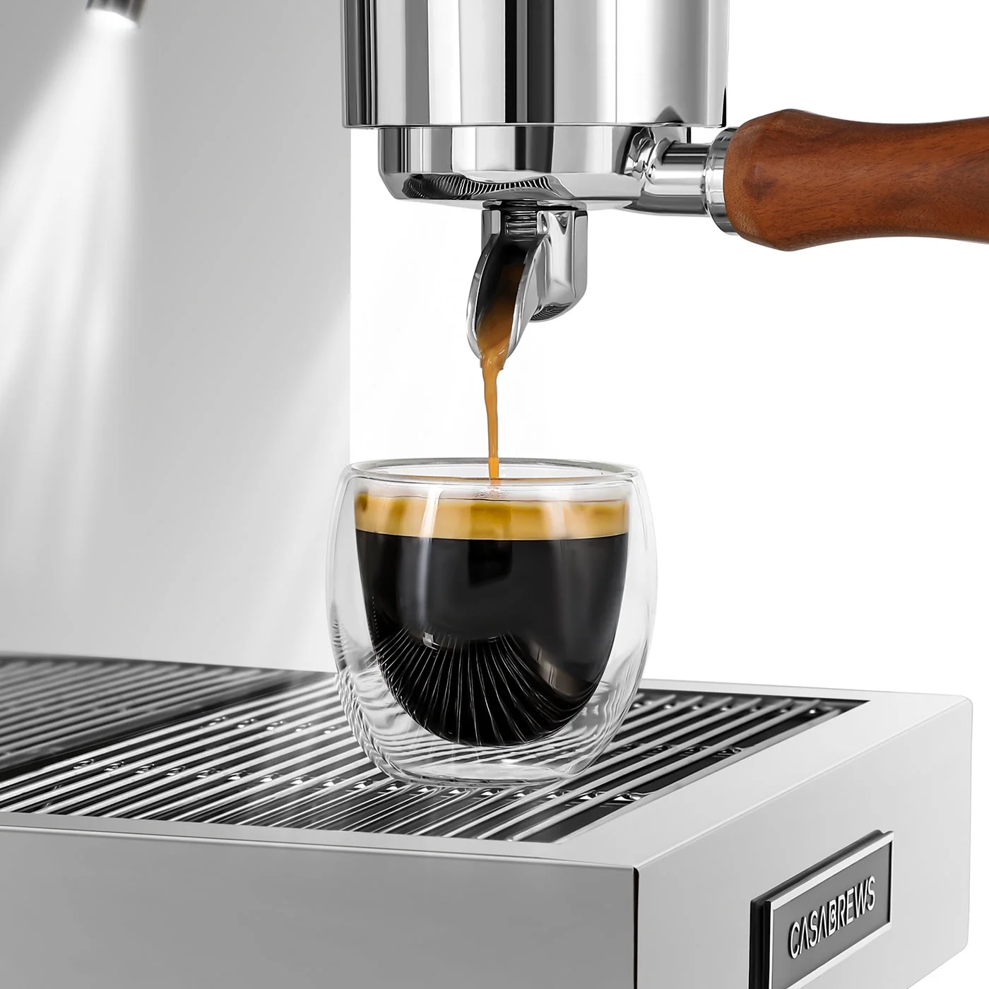 Casabrews 15 Bar Espresso Machine, Semi-Automatic Coffee Machine with Built-in Spotlight, Silver