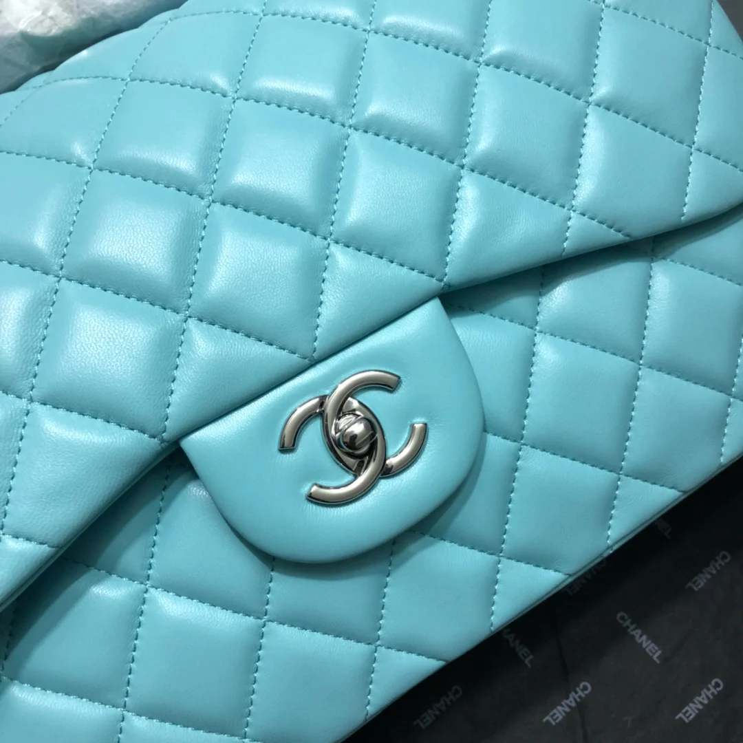 Chanel Large Classic Handbag Gold Hardware Blue For Women, Women&rsquo;s Handbags, Shoulder Bags 11.8in/30cm