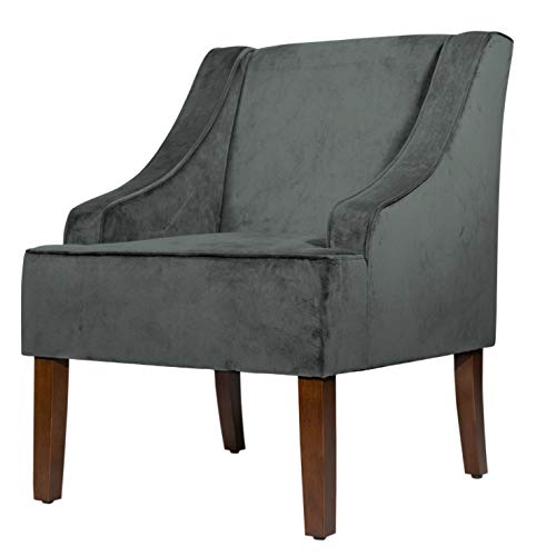HomePop Velvet Swoop Arm Accent Chair, Suri Blue