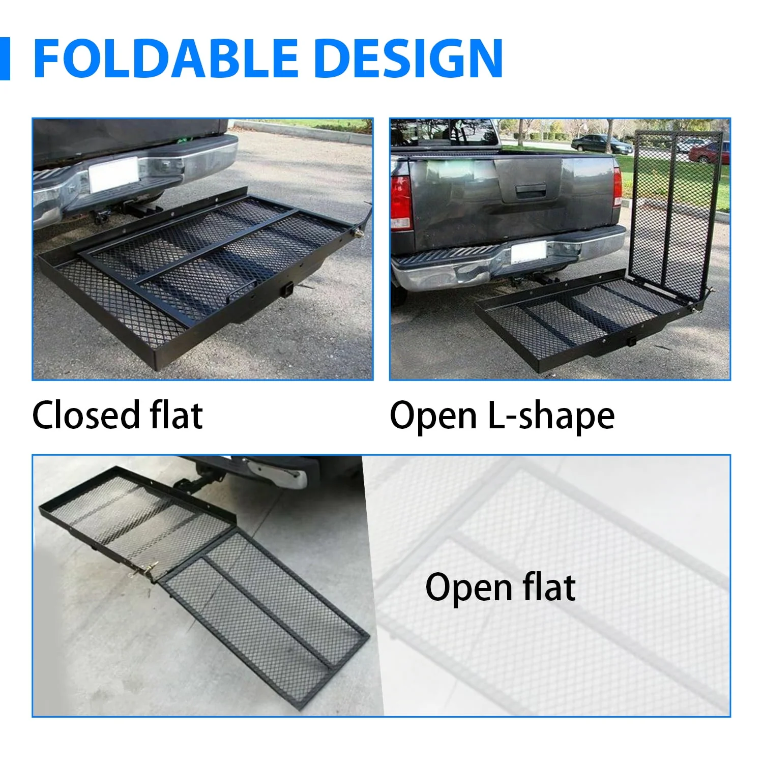 KOJEM Hitch Cargo Carrier Rack Folding Ramp Hitch Mounted 500LBS Weight Capacity