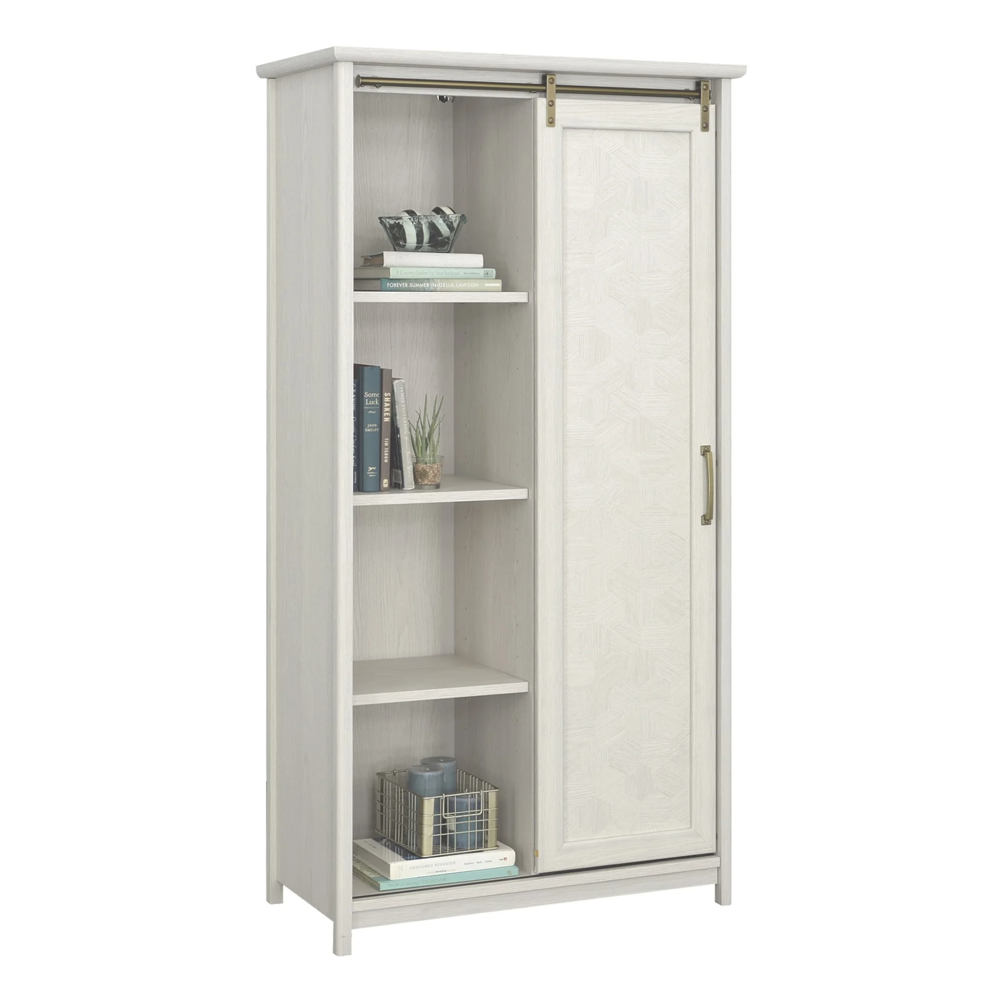 Sauder Coral Cape Engineered Wood Storage Cabinet in Glacier Oak