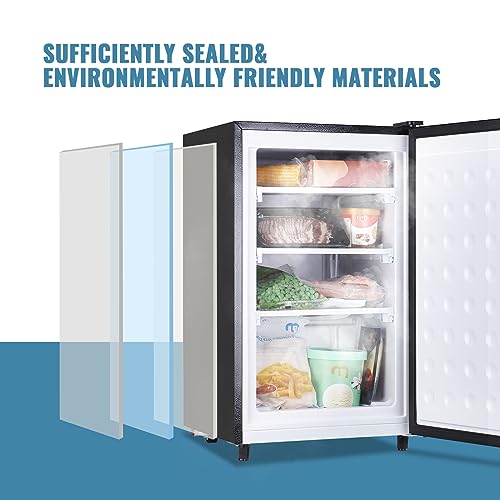 DEMULLER Upright Freezer Large Freezer Low Energy Single Door Freestanding Freezer for Kitchen, Apartment, Basement, Dorm