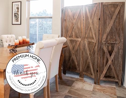 Premium Home Room Divider and Folding Privacy Screens for Partition, Wall dividers, Room Separator, Temporary Wall, Rustic Barnwood (Barnwood X)
