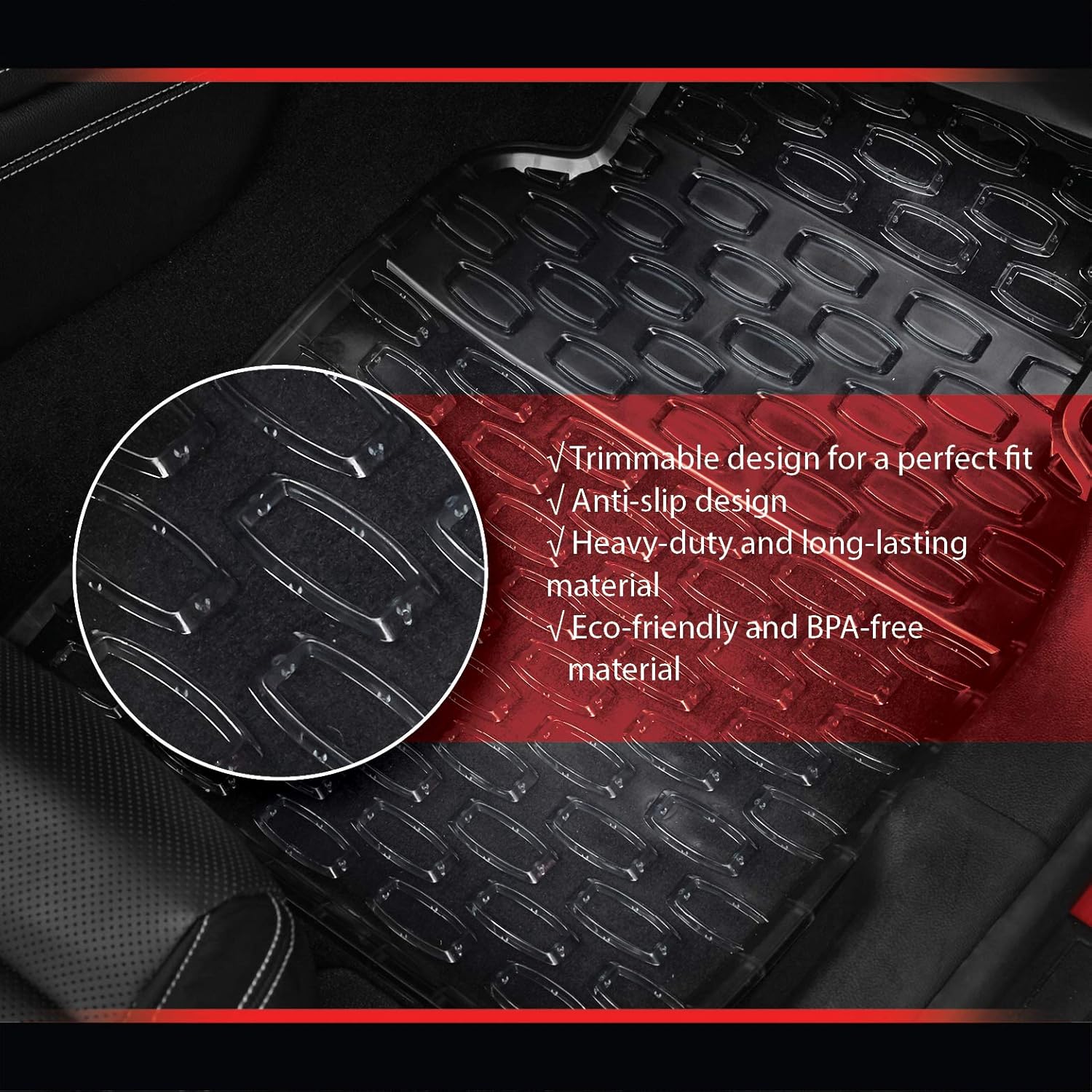 Swiss Drive Rubber Car Mats 4 pcs Shield Car Floor Mats Rubber Front Rear PVC Rubber Floor Mats for Cars SUV Van Truck – All-Weather Protection Mats