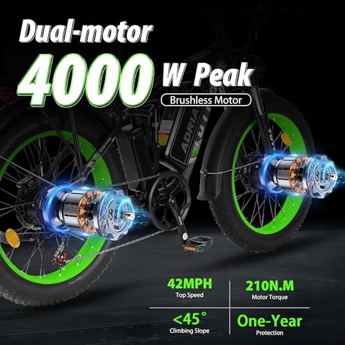 Adria24 Peak 4000W Dual Motor Electric Bike for Adults - 42MPH 52V 30AH Dirt Ebike for Off-Road Mountain Beach Snow (US Warehouse)