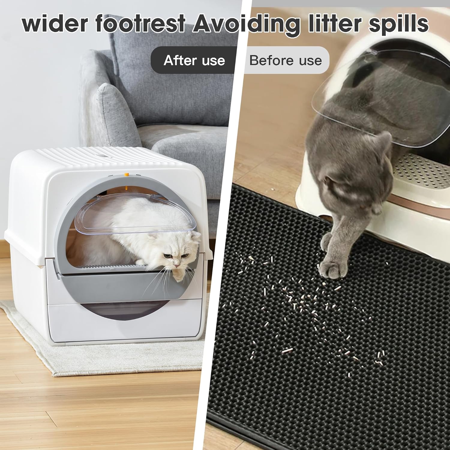 Self Cleaning Cat Litter Box Odor Control, Pull and Scoop Litter Box with Enclosed Lid