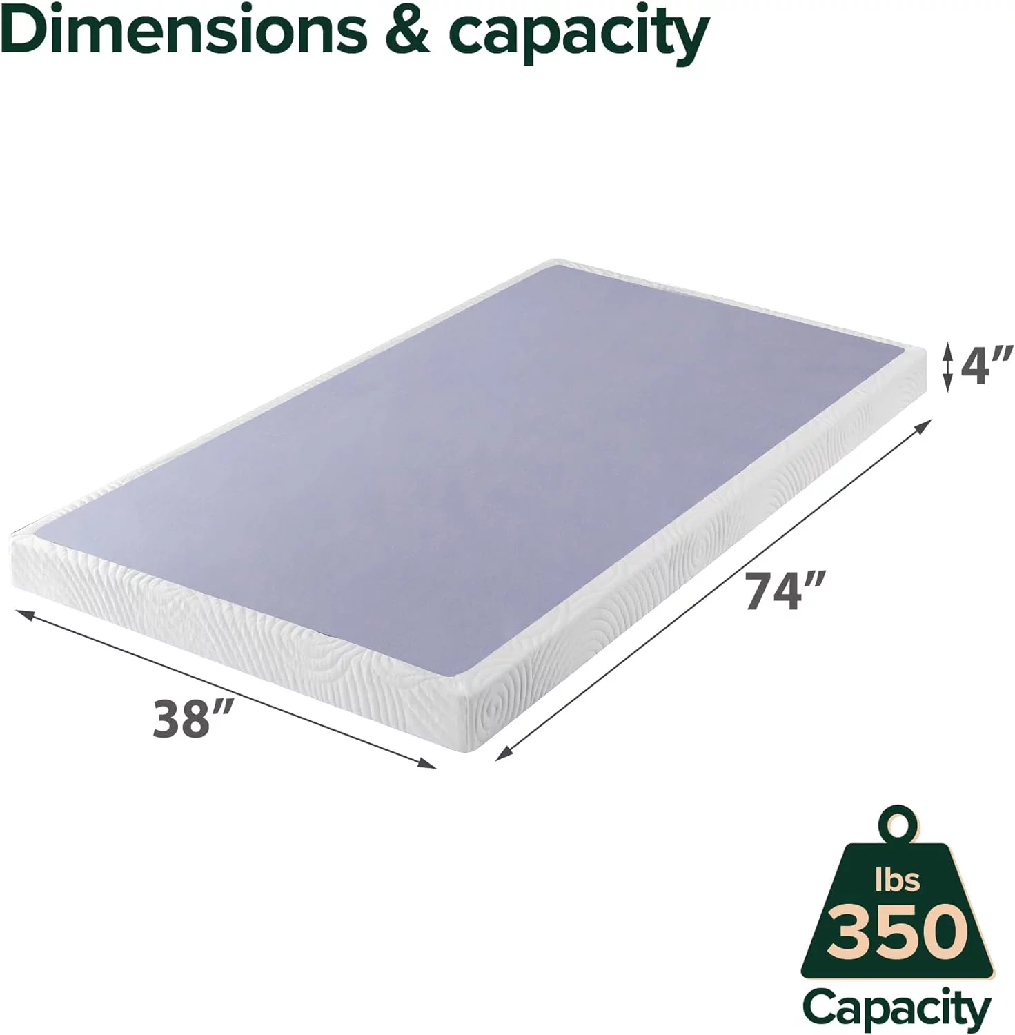Zinus Edgar 4 in. Low Profile Wood Box Spring/Mattress Foundation, Twin