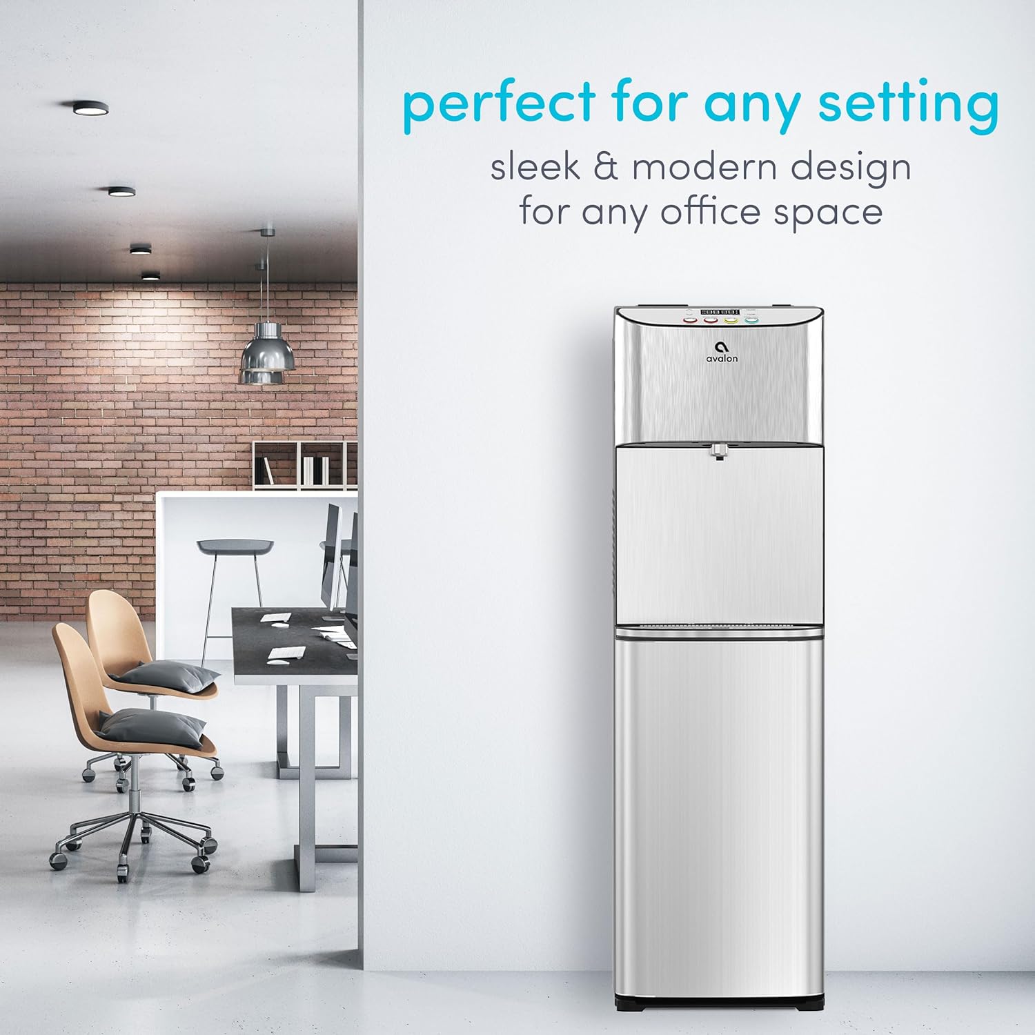 Avalon Electric Bottleless Water Cooler Water Dispenser - 3 Temperatures, Digital Clock with Temperature Control, Self Cleaning, Stainless Steel