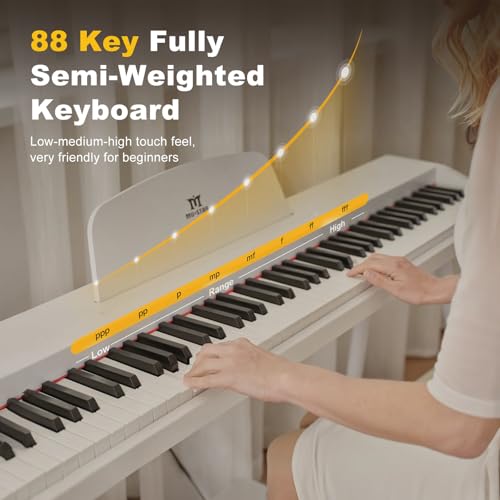 MUSTAR 88 Key Piano Keyboard for Beginners, Semi Weighted Electric Piano Keyboard 88 Keys, Portable Digital Piano 88 Key Weighted with 3-Pedal Unit