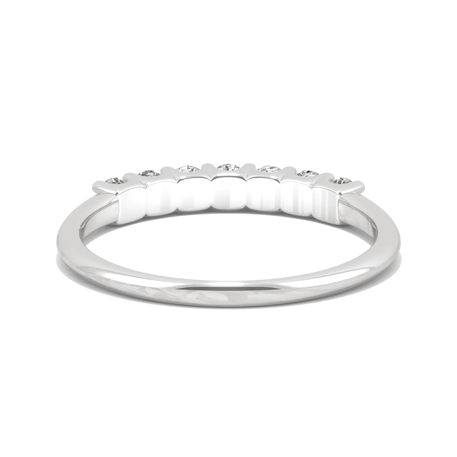14K White Gold Moissanite by Charles & Colvard Seven Stone Anniversary Band 0.42 DEW