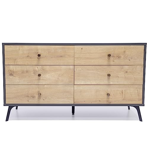 Raveena MAX Chest | Buffet Cabinet with Storage | Sideboard Cabinet | Multifunctional Buffets & Sideboards | Credenza with Six Sliding Drawers |