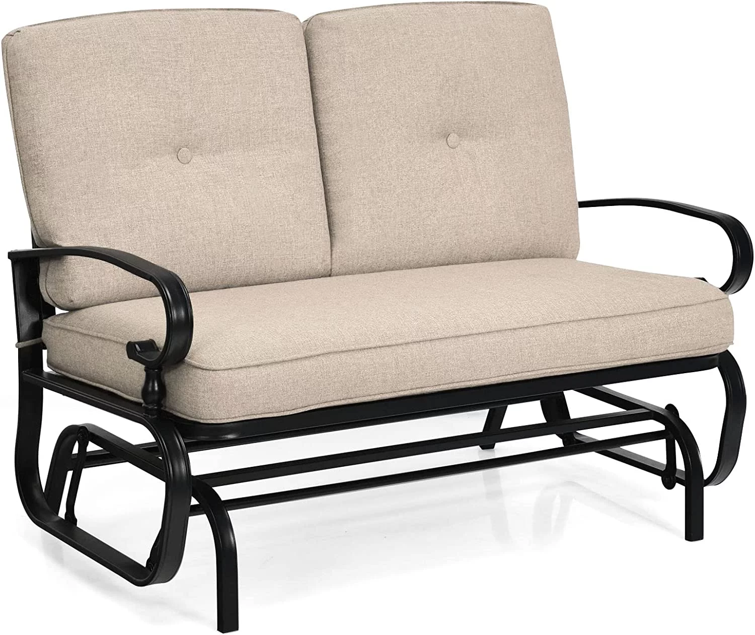 Outdoor Glider Bench Patio Loveseat with Cushions, 2-Person Outdoor Rocking Chair, Porch Glider Swing for Garden, Backyard, Poolsise