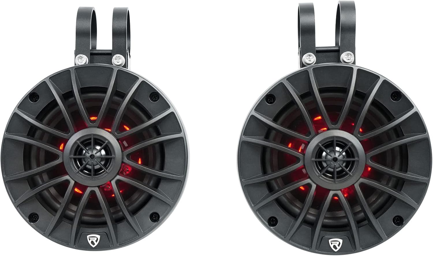 Pair Rockville PT525BR 5.25" Powered Marine Bluetooth LED Tower Speakers ATV/UTV