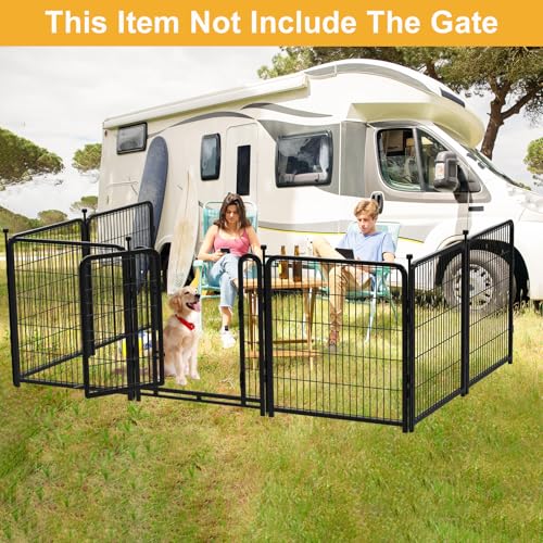 Tall Garden Fence, 32 in(H) 8 Panels Dog Fence Outdoor for Yard. Wide Door Low Threshold Total 17.7 Ft(L)