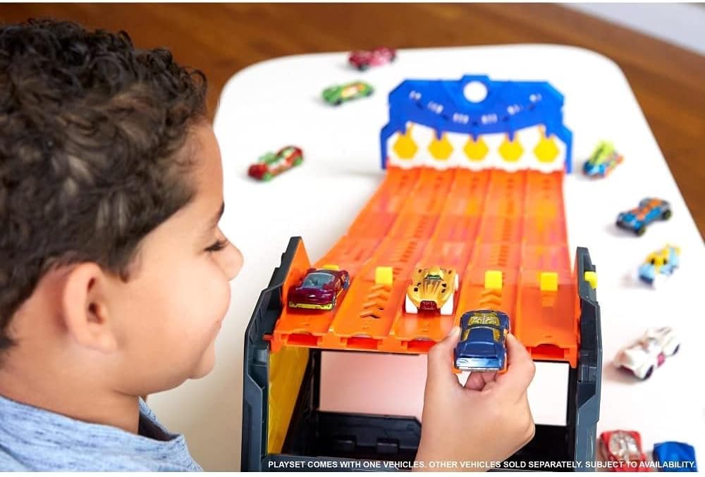 DieCast Hot Wheels Trackset Toy Cars and Trucks - Hot Wheels Action Rollout Raceway Trackset Bundle with 2 My Outlet Mall Stickers