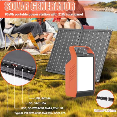 Takki Solar Generator 148Wh with 40W Solar Panel Included 300W Peak Portable Power Station Camping Power Bank with 110V AC Outlet for Home Camping