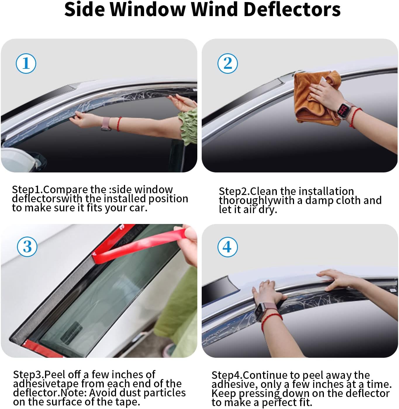 APILT Large Vent Visors Side Window Deflectors Tape-On Rain Guards Dark Smoke 4-Piece Set for 2019-2022 Dodge RAM 1500,2500 & 3500 Crew & Mega Cab