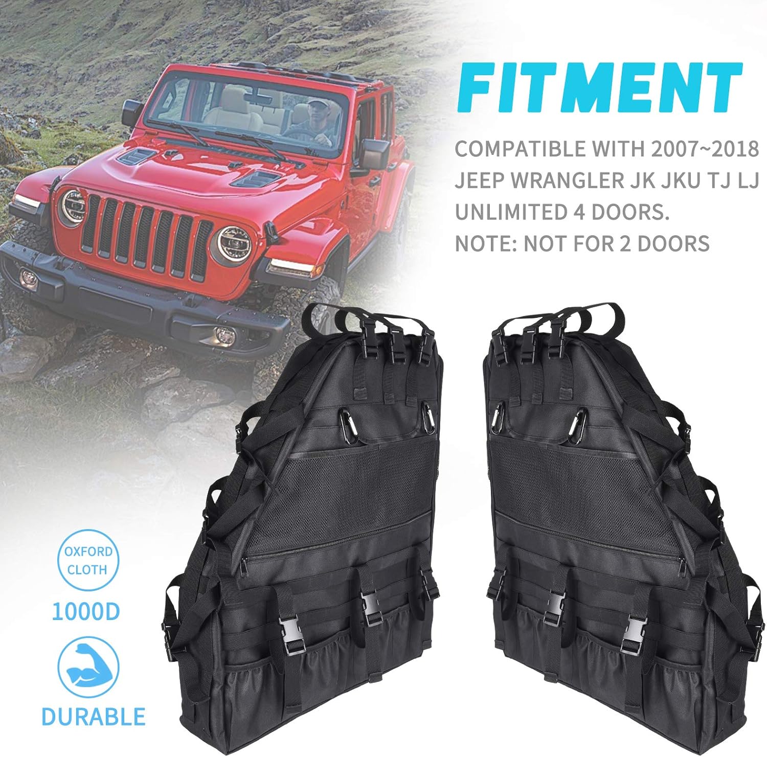 MICTUNING Roll Bar Storage Bag Organizer Cargo Cage Compatible with 2007-2020 Jeep Wrangler JK JKU TJ LJ Unlimited JL with Multi-Pockets Tool Holder