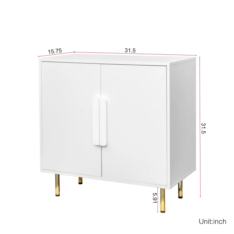 Sideboard Buffet Cabinet with Storage Modern Storage Cabinets with 2 Doors with Handle for Living Room Dining Room Entryway, White