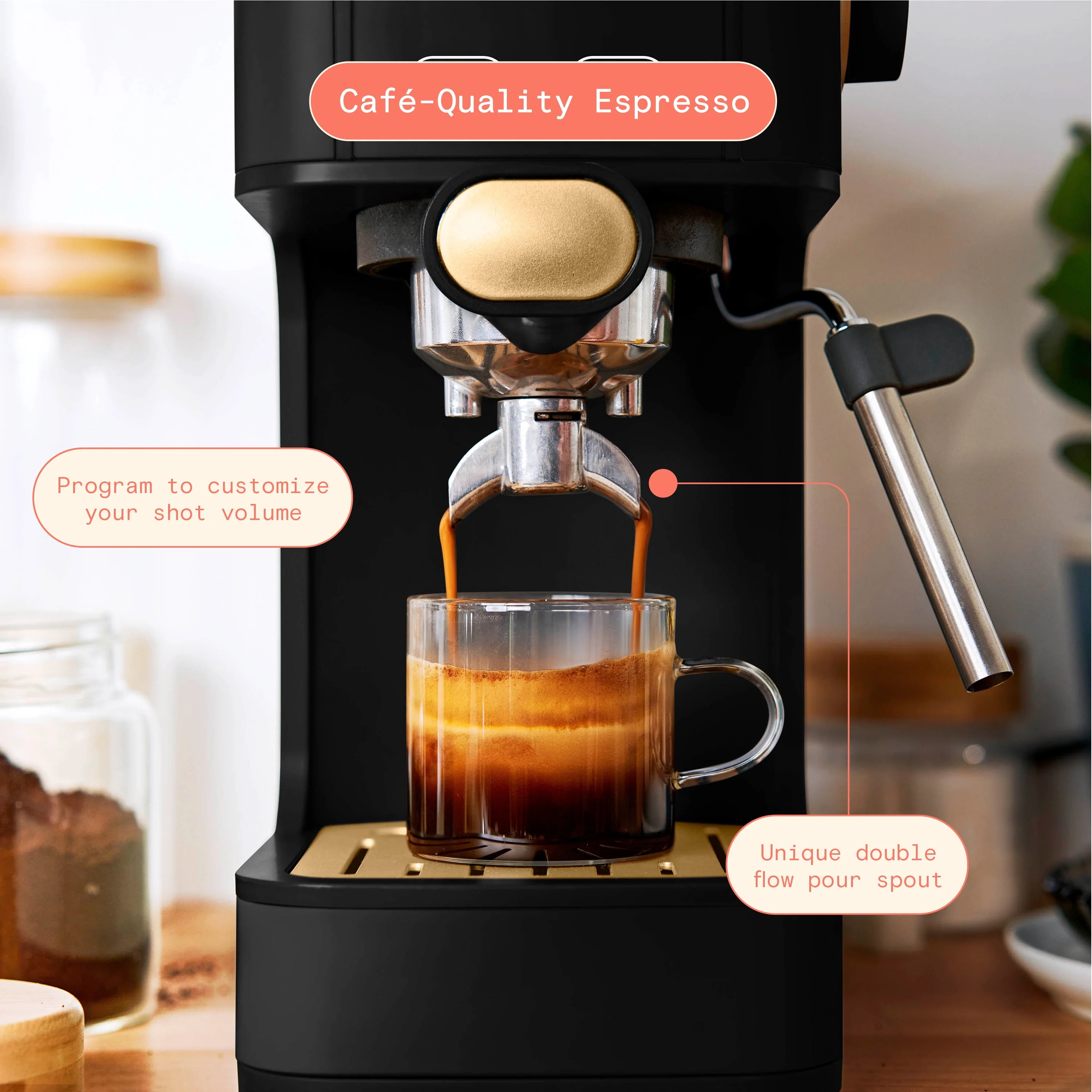 Beautiful Slim Espresso Maker with 20-Bar Pressure, White Icing by Drew Barrymore