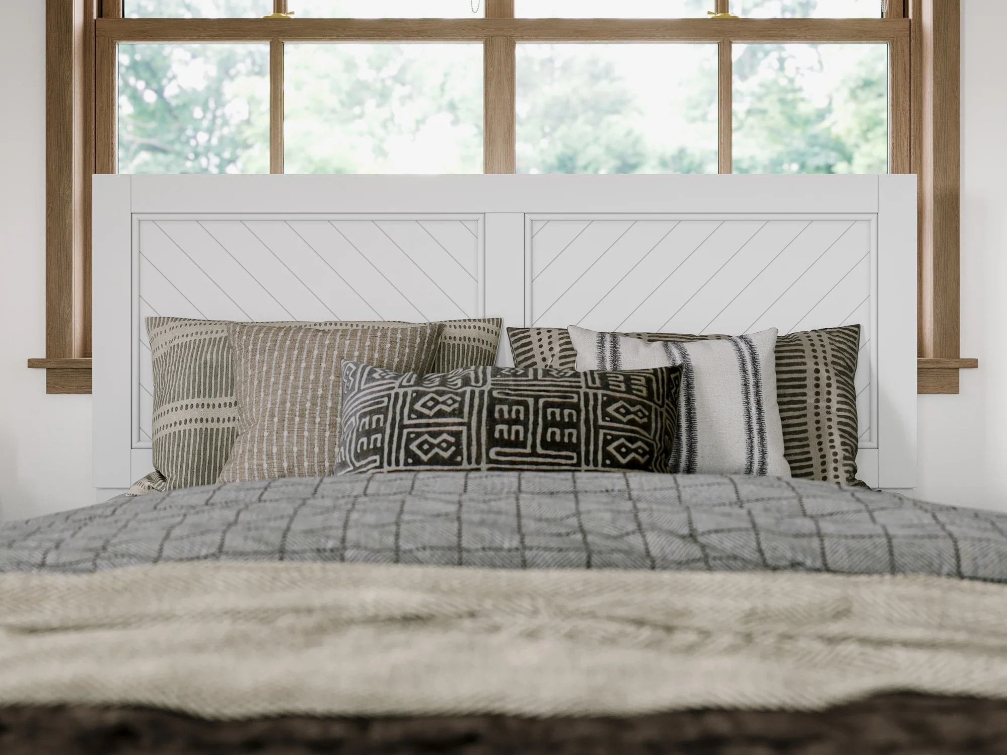 AFI Canyon White Solid Wood Foundation Bed Frame with Matching Footboard, Queen