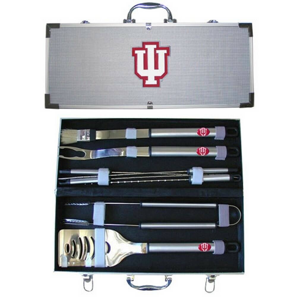 Indiana Hoosiers 8 PC BBQ Set - Stainless Steel w/Metal Case