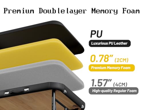 Professional Massage Table Portable 3 Fold Premium Memory Foam Aluminium Leg Hold Up to 1100LBS 8 Heights Adjustable with Carrying Bag Black