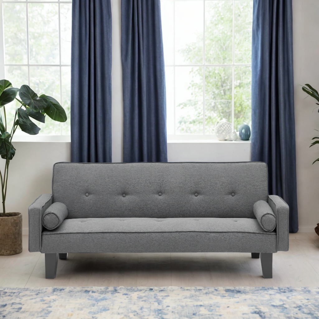 Modern Convertible Sofa Bed with Two Pillows - 72" Cotton Linen Sofas, Ideal for Family Living Rooms