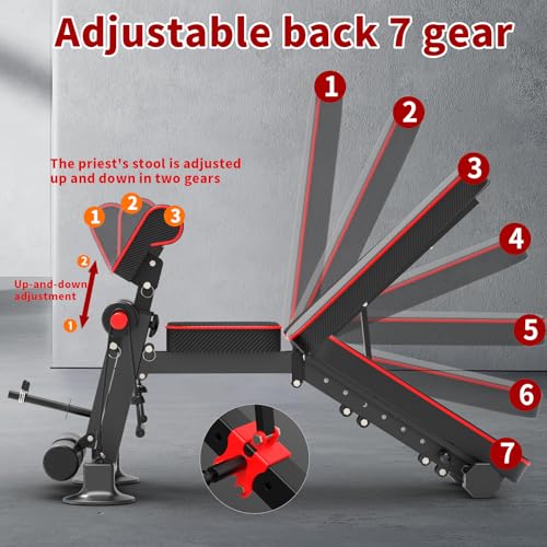Adjustable Weight Bench,Utility Workout Bench Foldable Incline Decline Benches for Home Gym Full Body Workout,Load 600LBS