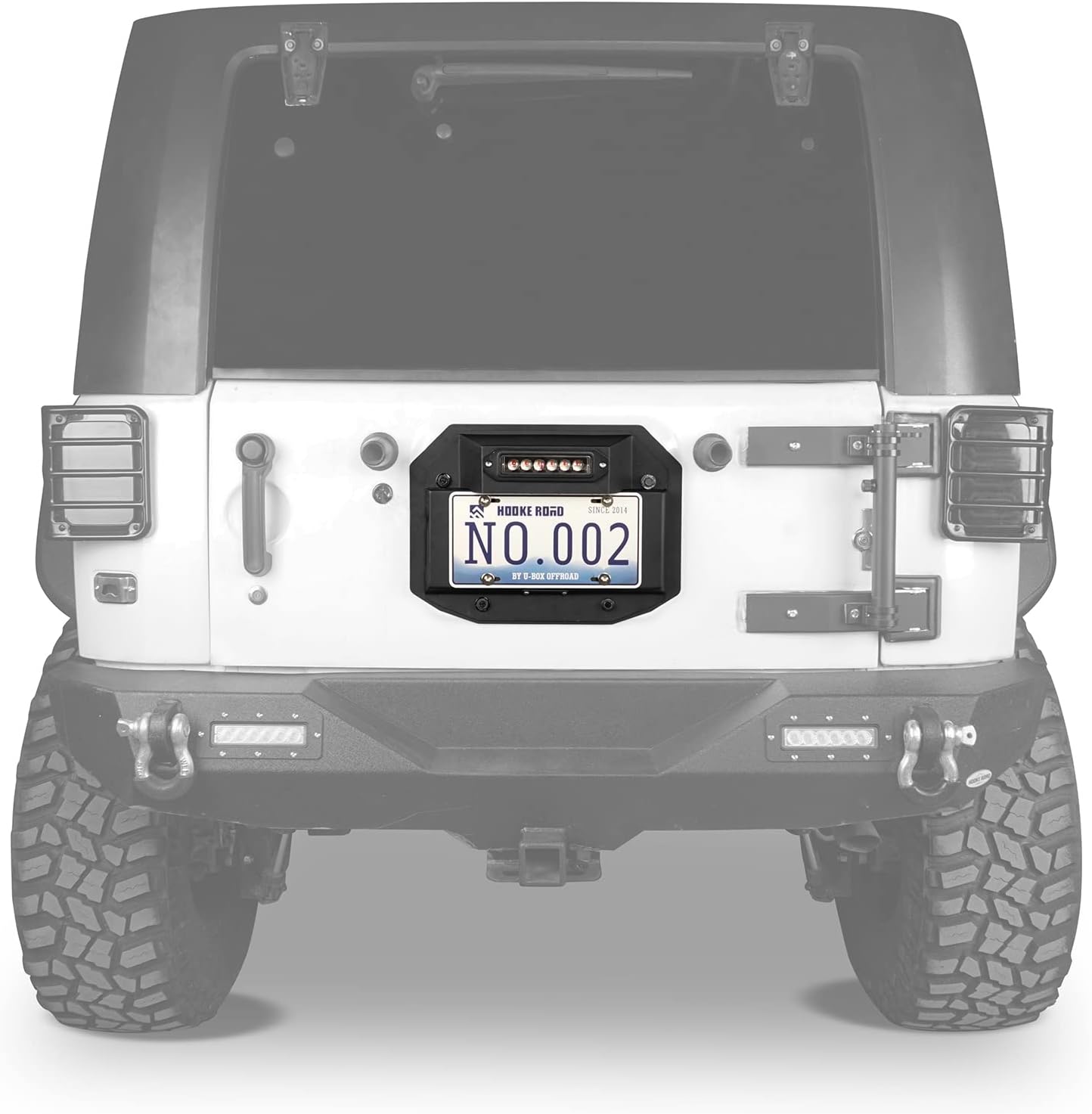 u-Box JK Spare Tire Delete License Plate Relocation Kit w/ 2X Plate Illuminate Light & Third Brake Light for Jeep Wrangler JK 2007-2018 & Unlimited