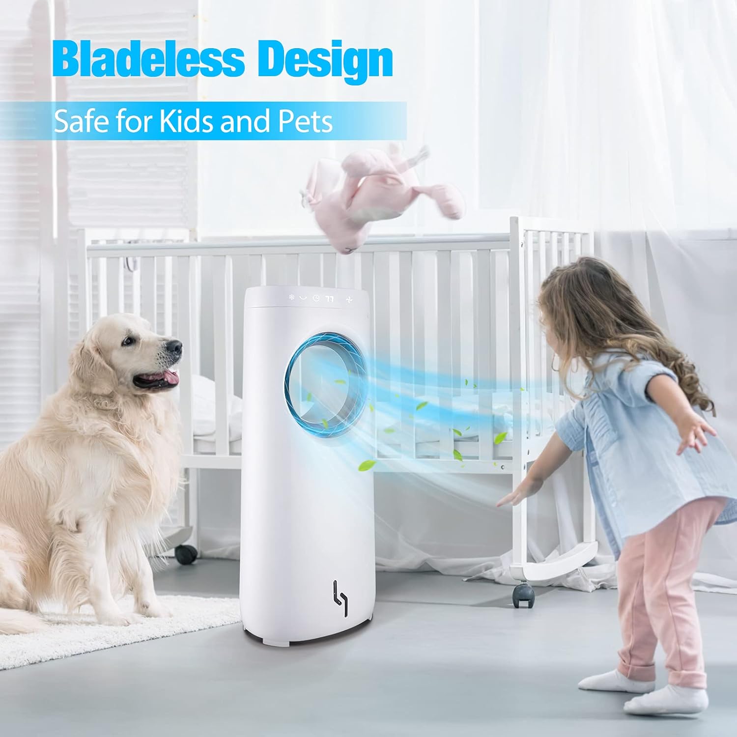 Trustech Evaporative Air Cooler, Air Cooler with Bladeless Fan Design, Cool and Humidify Function with 3 Wind Speeds, 12H Timer