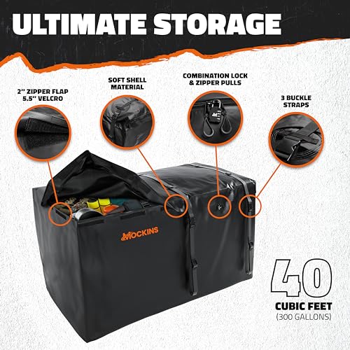 Mockins 40 Cubic Ft. Cargo Carrier Bag & 70"x30"x6" Folding Trailer Hitch Cargo Carrier Bundle