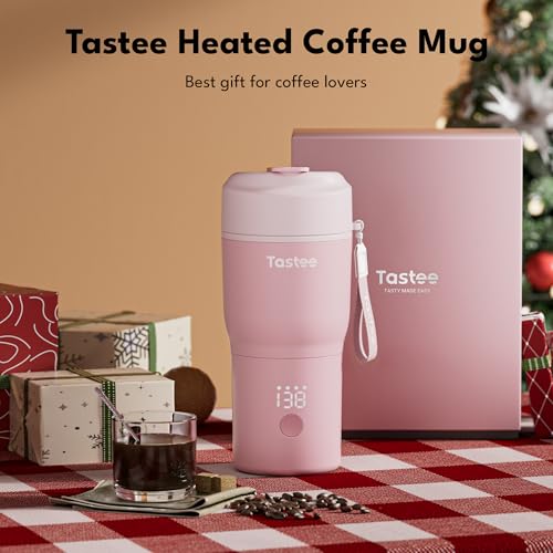 Tastee Heated Coffee Mug – 12oz Portable Travel Mug with 1℉ Precise Temperature Control, 8-Hour Heat Retention, 30W Fast Charging, Leak-Proof