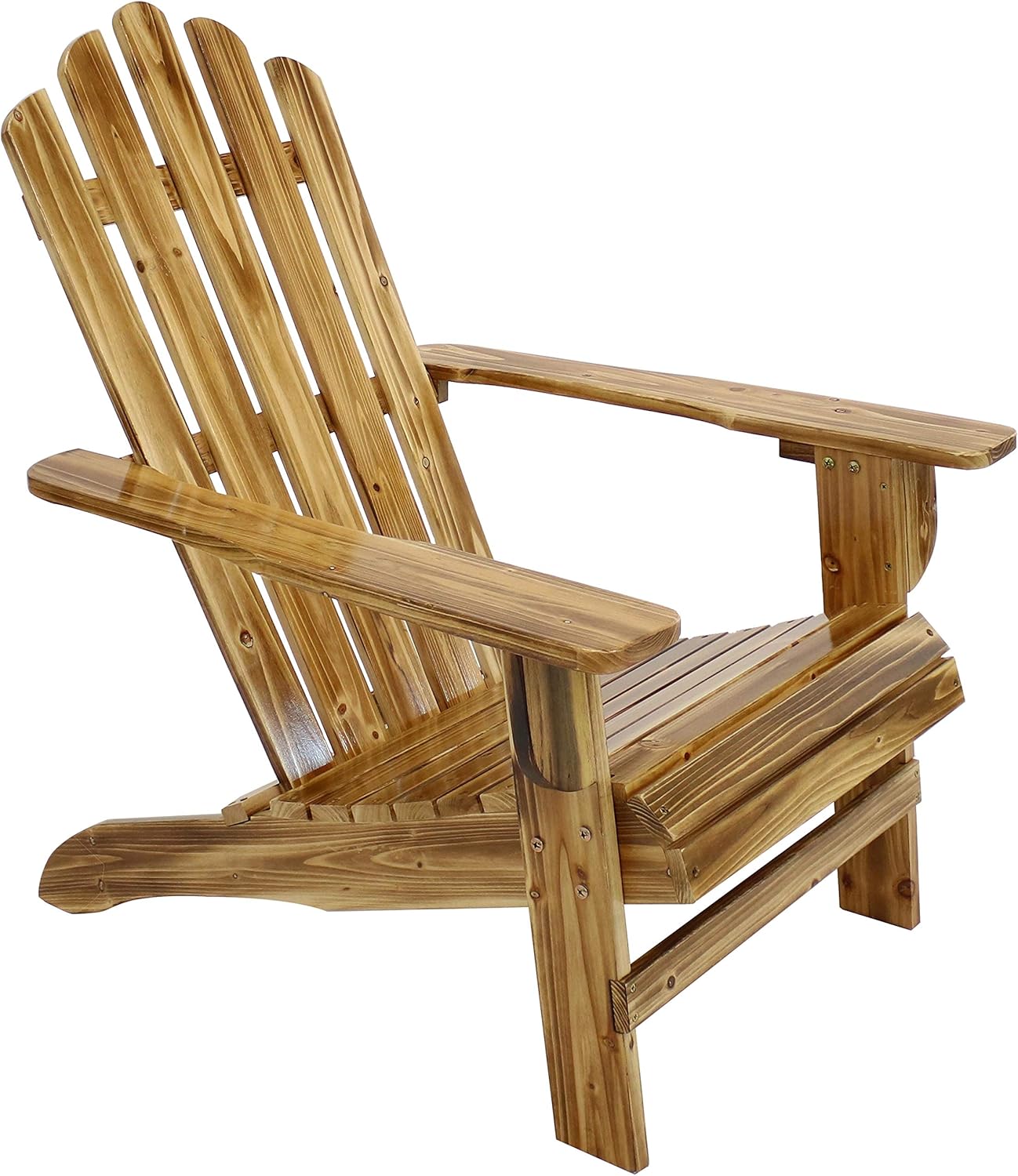 Sunnydaze Rustic Adirondack Chair - Natural Fir Wood Material with Light Charred Finish - 250-Pound Weight Capacity - Perfect Chair for Front Lawn