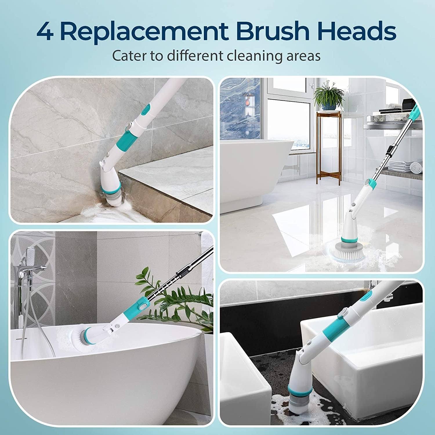 Homitt Electric Spin Scrubber, Shower Scrubber Cleaner Brush with Adjustable Extension Handle for Tile, FLOOR, Bathtub, Grout -