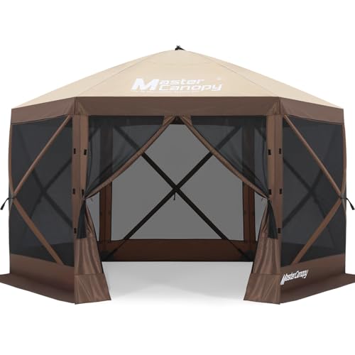 MASTERCANOPY 12x12FT Pop Up Gazebo Screen Tent - Instant Screen House with Netting, Quick Set, Outdoor Canopy Shelter with Carry Bag for Camping