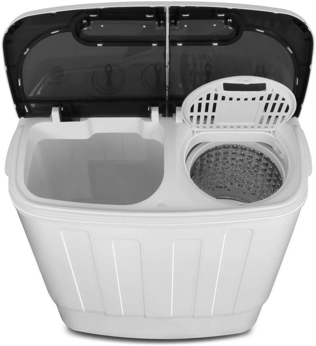Super Deal Portable Compact Mini Twin Tub Washing Machine W/Wash and Spin Cycle, Built-in Gravity Drain, 13lbs Capacity