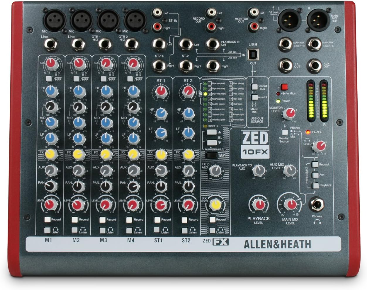 Allen & Heath ZED-10FX – Touring Quality Audio Mixer with 2 Mic/Line, 2 Mic/Line/DI, 3 Stereo Line, Onboard FX and USB I/O (AH-ZED-10FX)