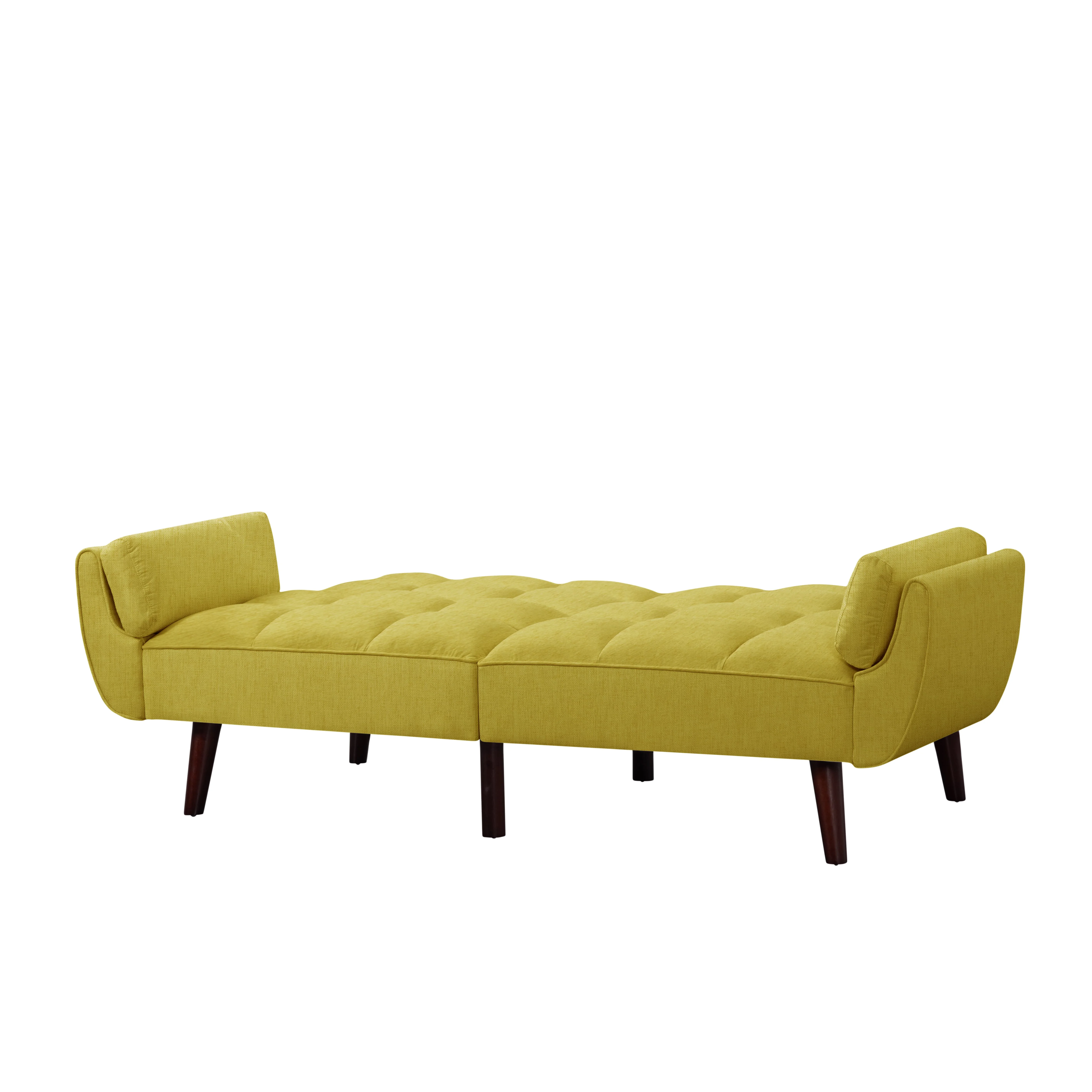 BSHTI 74.4 inch Foam Futon Sofa Bed,Converted Futon Sofa Sleeper with 2 Pillows for Livingroom(Yellow)