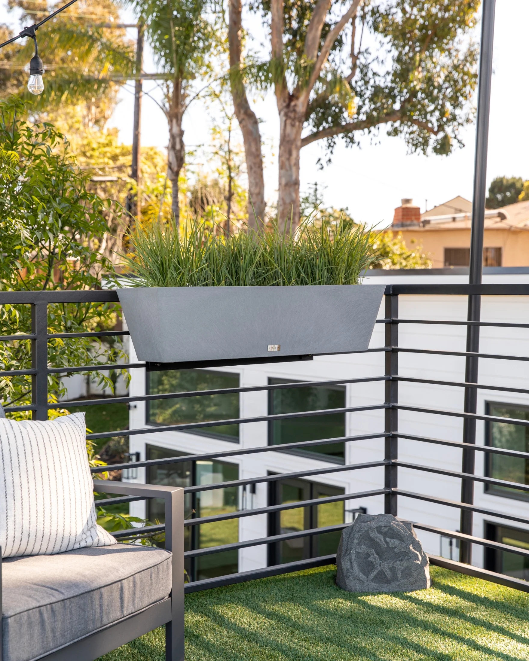 Veradek Pure Series Railing 36" Plastic Planter - Gray