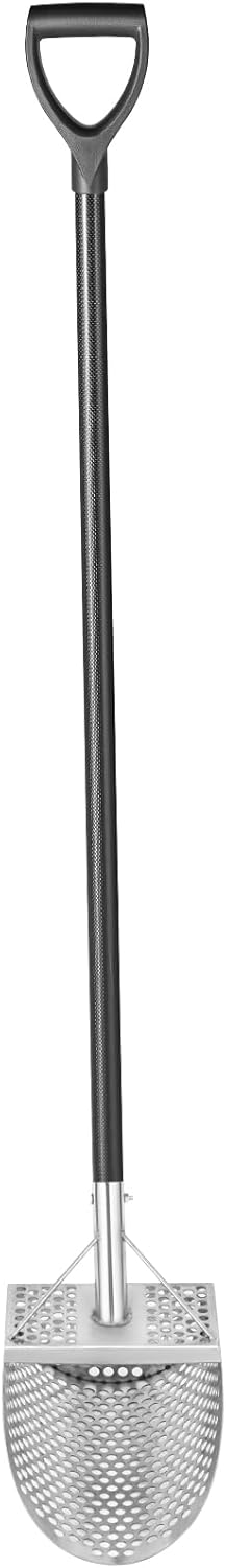 VEVOR Sand 10 MM Hole Detector Shovel Stainless Steel Metal Detecting Beach Scoops, Silver