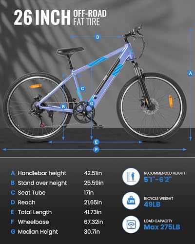 Electric Bike for Adults,36V Built-in Invisible Removable Battery,350W Brushless Motor(Peak 450W) Electric Mountain Bike