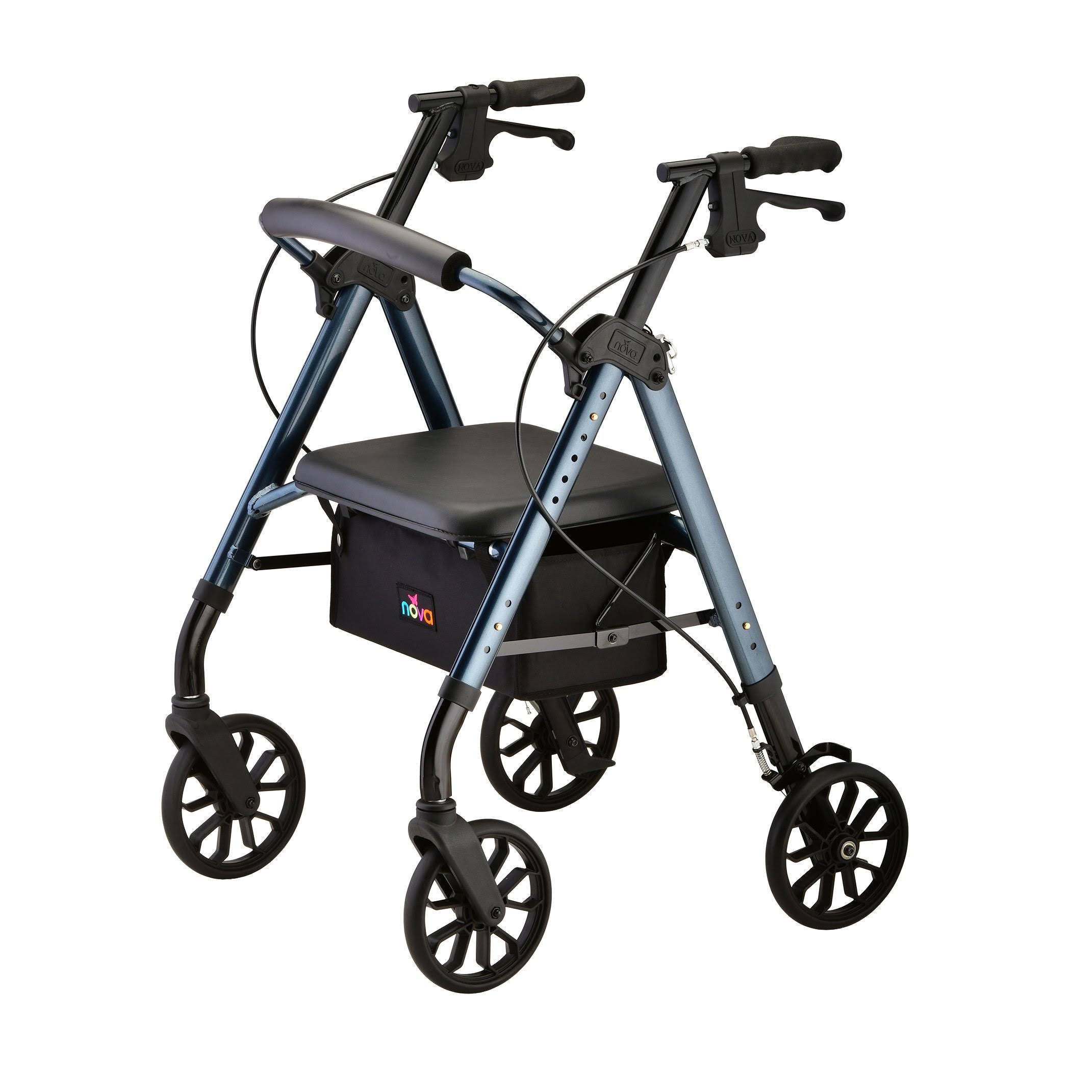 Nova Medical Star Alluminum Rollator, 8 inch Wheel Rollator - Blue