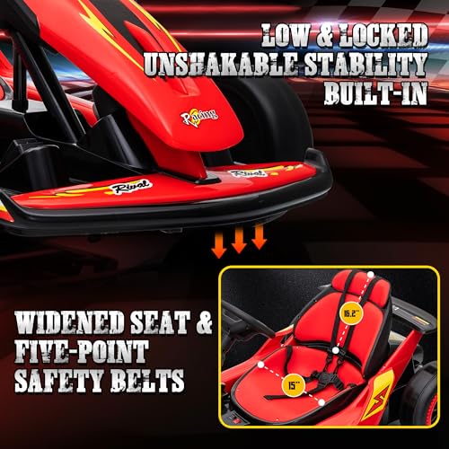 24V Electric Go Kart for Kids, Crazy Drift Cart with 400W Motors, EVA Tires, Max Speed 8.1 MPH, Music, Wireless